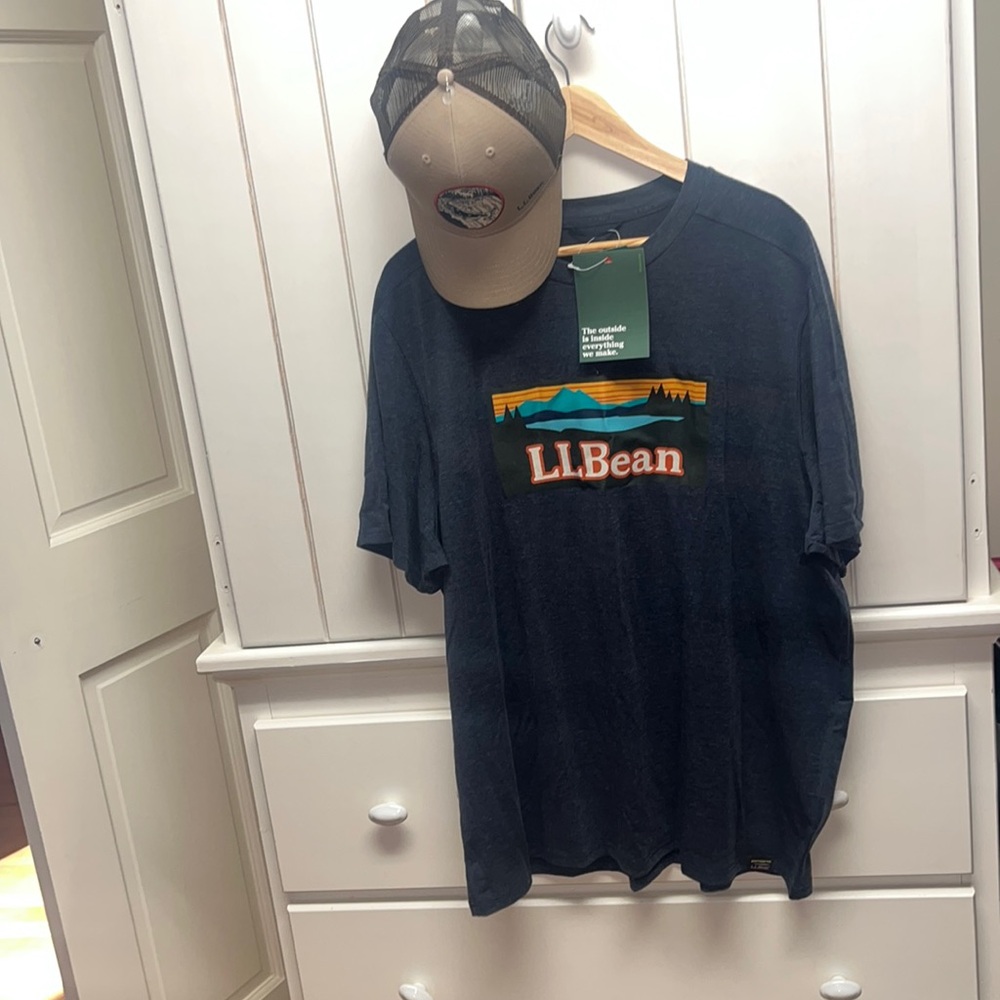 NWT LL Bean SunSmart Men’s XL tee and trucker hat OS